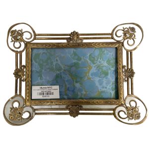 Picture Frame 4 x 6 Brass American Decorative Repousse with Easel Circa 1890