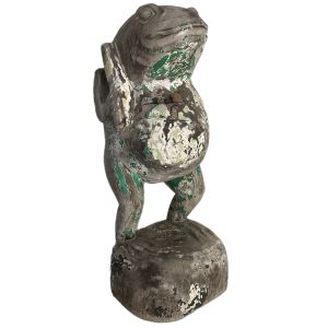 Folk Art Carved Wood Frog with Old Paint 