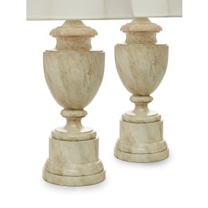 Pair of trompe l'oeil Faux Marble Monumental Urn Table Lamps