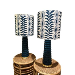 THE PALM BEACH LAMP IN TEAL GLAZE WITH GILT BASE 