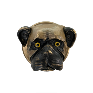 Bronze Cold Painted Bulldog Service Bell Glass Eyes 1880s.