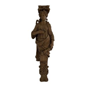 Wall Hanging Very Large Caryatid Hand Carved Continental 
