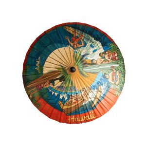 Souvenier of Hawaii Hand Painted Umbrella Antique