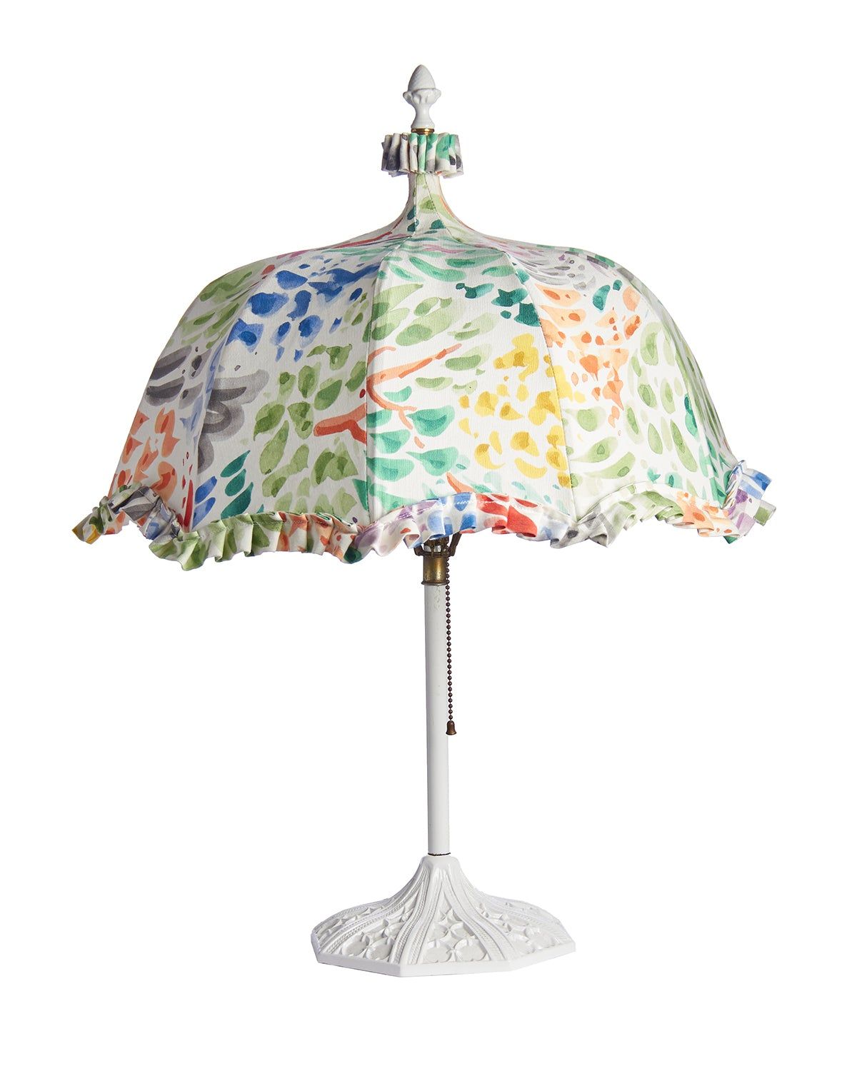 Antique Umbrella Lamp with Clarence House Sol‚Äö√†√∂¬¨¬© Fabric